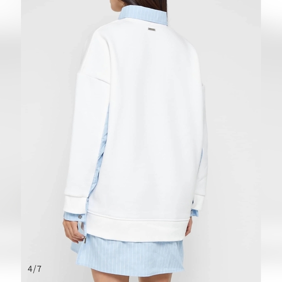 JUMPER DRESS WITH PINSTRIPE SHIRT - WHITE - Picture 3 of 6